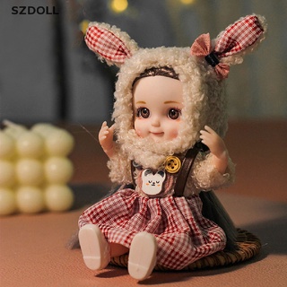 [cxSZDOLL]  1Pc 13 Joint Movable Dolls Smile Face Skirt Jumpsuit Dress Up Doll Clothes Set  DOM