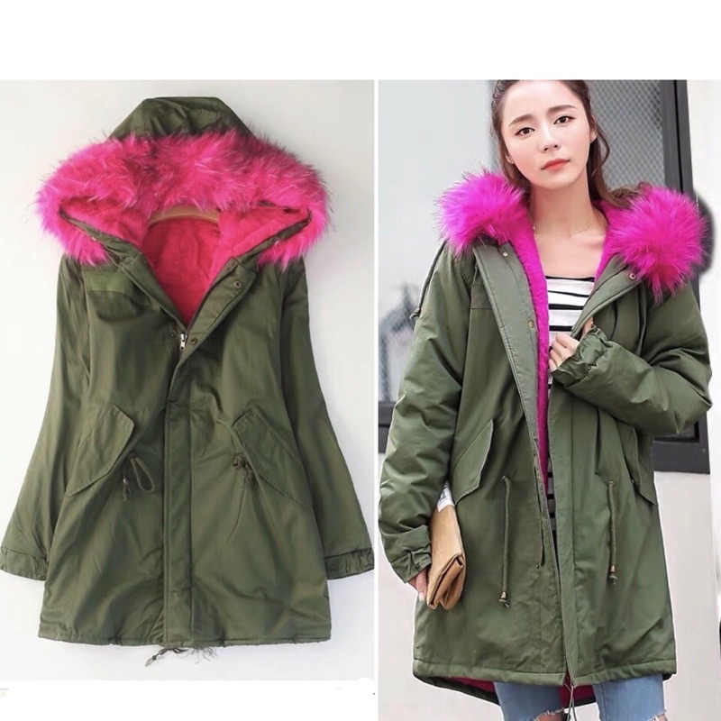 เสื้อโค้ทกันหนาว ฮูทเฟอร์ เสื้อParka ขนเฟอร์ถอดได้ค่ะ (WY714)