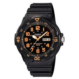 Casio Standard นาฬิกาข้อมือผู้ชาย สายเรซิ่น รุ่น MRW-200H-4BVDF - สีดำ/ส้ม