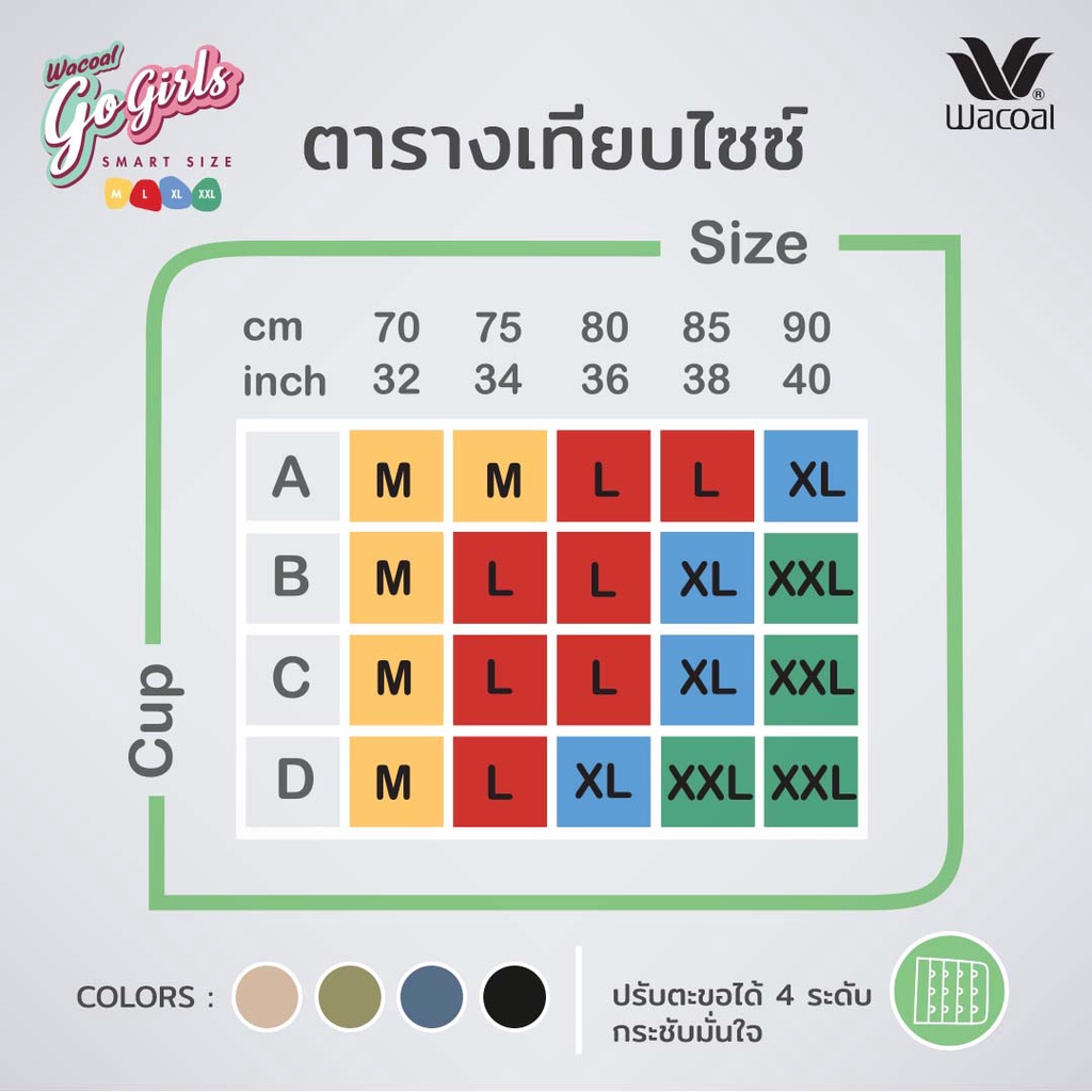 Wacoal ชุดชั้นเนียน บราไร้โครง Smart Size เสริมฟองน้ำ เซท 2 ชิ้น รุ่น WB3Y28/WB3228 สีเบจ (BE) - รูปที่ 3