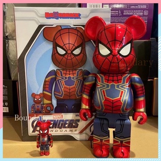 Bearbrick โมเดลบล็อกตัวต่อ รูปตุ๊กตาหมี Avengers Iron Spiderman แฮนด์เมด 400%