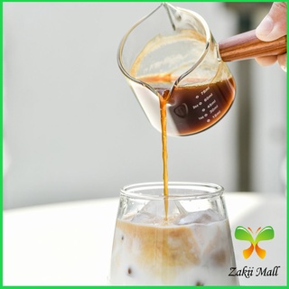 Zakii Mall แก้วช็อต Espresso Shot ด้ามจับไม้ ขนาด 70 ml  และ 75 mlสินค้าพร้อมส่ง Measuring cup