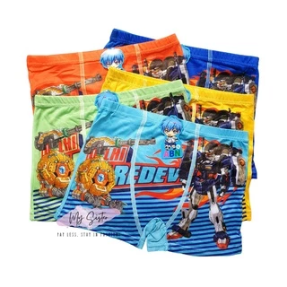 กางเกงในเด็กผู้ชาย แบบมีขา ยกแพค 10 ตัว 1 ลาย คละสี ผ้าสเปนเด็กซ์ สีสดใส น่ารัก ใส่สบาย 2-12 ขวบ 6-32 กก.