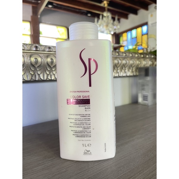 แชมพูดูแลสีผม  Wella SP system professional color save shampoo 1000ml.พร้อมฝาปั้ม
