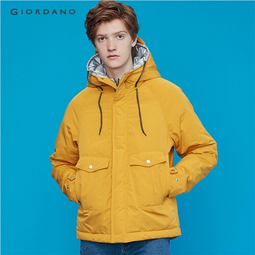 GIORDANO MEN Stand collar 90% white duck down hooded jacket 93079684