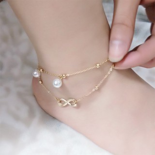 รองเท้าแตะ Boho Sandal Barefoot Infinity Charm สร้อยข้อเท้าข้อมือที่ปลายเท้า 2 Anklet