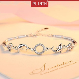 PLINTH สร้อยข้อมือเงินแท้ 925 เพชรปลาโลมา763