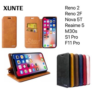 เคสฝาพับ XUNTE เคส Reno2/Reno2F/Nova 5T/Reaime 5/ M30s/S1 Pro/F11 Pro มีช่องใส่นามบัตร สามารถตั้งได้