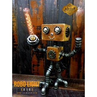 หุ่นยนต์นักกีฬาฟันดาบ โคมไฟวินเทจ โคมไฟโบราณ โคมไฟแฮนเมด Robot Lamp Vintage Style