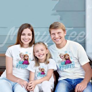 เสื้อยืดคอกลม แขนสั้น ลายการ์ตูน Frozen Family Matching Mommy Daddy and Me สําหรับครอบครัว