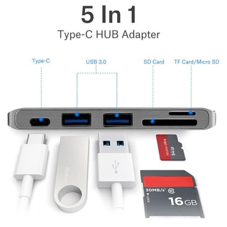 5-in-1 อะเเดปเตอร์ พอร์ตฮับ USB Type-C ฮับแบบรวมพร้อมพอร์ตชาร์จ USB 3.0