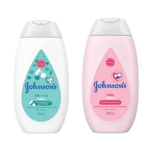 Johnsons Baby จอห์นสันเบบี้โลชั่น และมิลค์+ไรซ์ขนาด 200 ml (แพ็ค1ขวด)