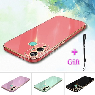 เคสซิลิโคนนิ่ม ชุบไฟฟ้า ขอบตรง กันกระแทก สําหรับ Infinix Hot 12 Play