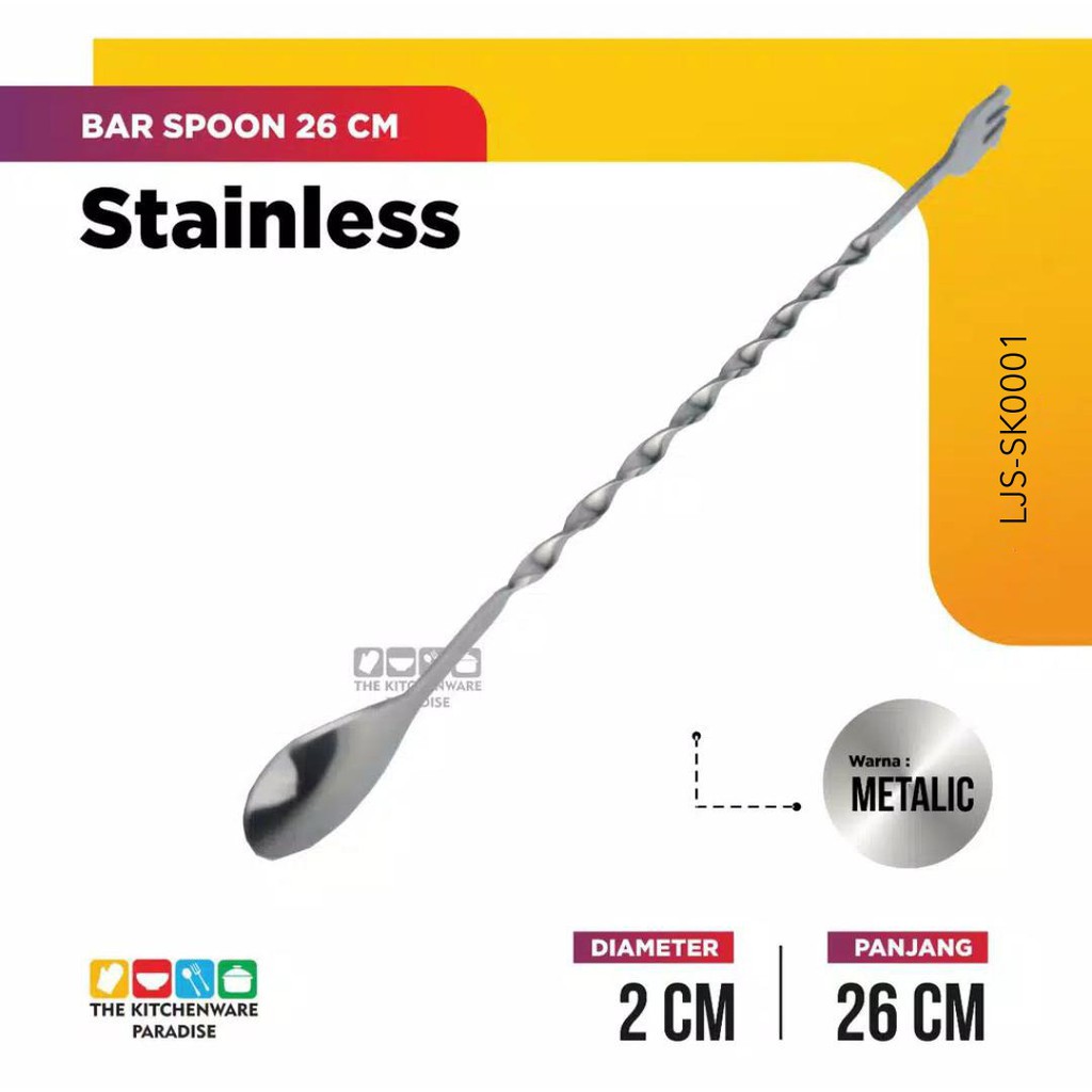 LONG BAR SPOON 26CM SPIRAL Stirring SPOON พร้อมส้อม