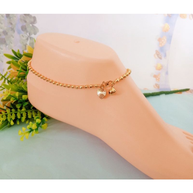 🌟ทองเกาหลี 24K🌟กําไลข้อเท้าจุ่มทองของผู้หญิง กําไลข้อเท้าลูกเสี้ยว GK10005