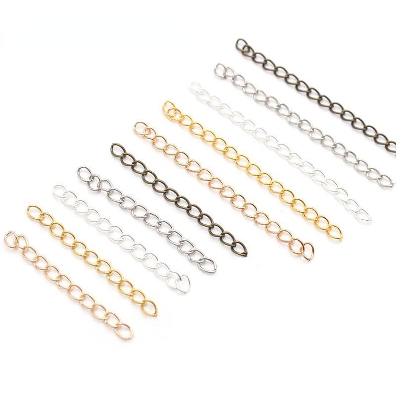 100 ชิ้น / ถุง สร้อยคอ สายโซ่ต่อขยาย เครื่องประดับ diy อุปกรณ์เสริม หางโซ่ เครื่องประดับ โซ่ต่อขยาย