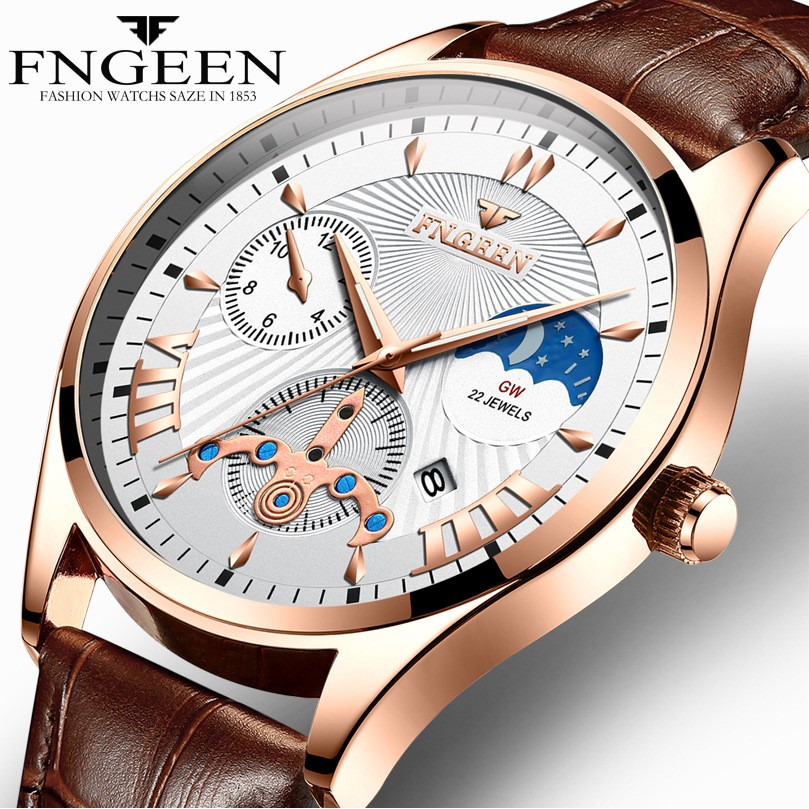 นาฬิกาทางการ นาฬิกาข้อมือผู้ชาย นาฬิกาข้อมือ มีปฎิทิน FNGEEN S6088