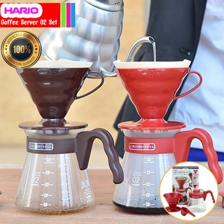 🔺รับประกันของแท้ 100%🔺HARIO V60 Coffee Server 02 Set / ชุดเซตดริปกาแฟ รุ่น 1-4 ถ้วย