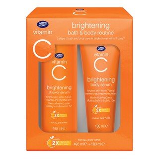 Boots vitamin c brightening bath&amp;body routine Set 675ml.(ครีมอาบน้ำและครีมบำรุงผิว)