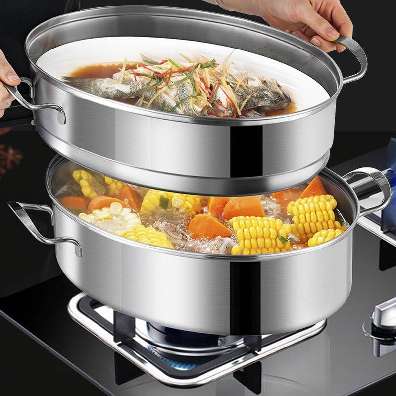 หม้อนึ่งปลารูปทรงรี/หม้อนึ่งสแตนเลส