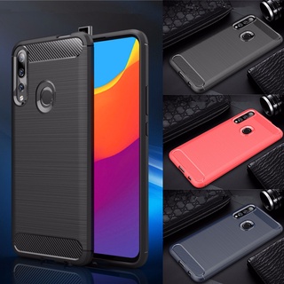 Huawei Y9 Yrime Y5 Y6 Y7 Pro 2019 2018 นิ่ม กันกระแทก TPU เคส คาร์บอนไฟเบอร์ พื้นผิว ดูดซับแรงกระแทก ป้องกัน เคสโทรศัพท์