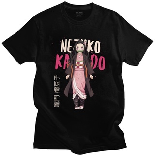 [100% Cotton] เสื้อยืดแขนสั้น ผ้าฝ้ายแท้ พิมพ์ลายอนิเมะ Kawaii Nezuko Kamado Demon Slayer สําหรับผู้ชาย