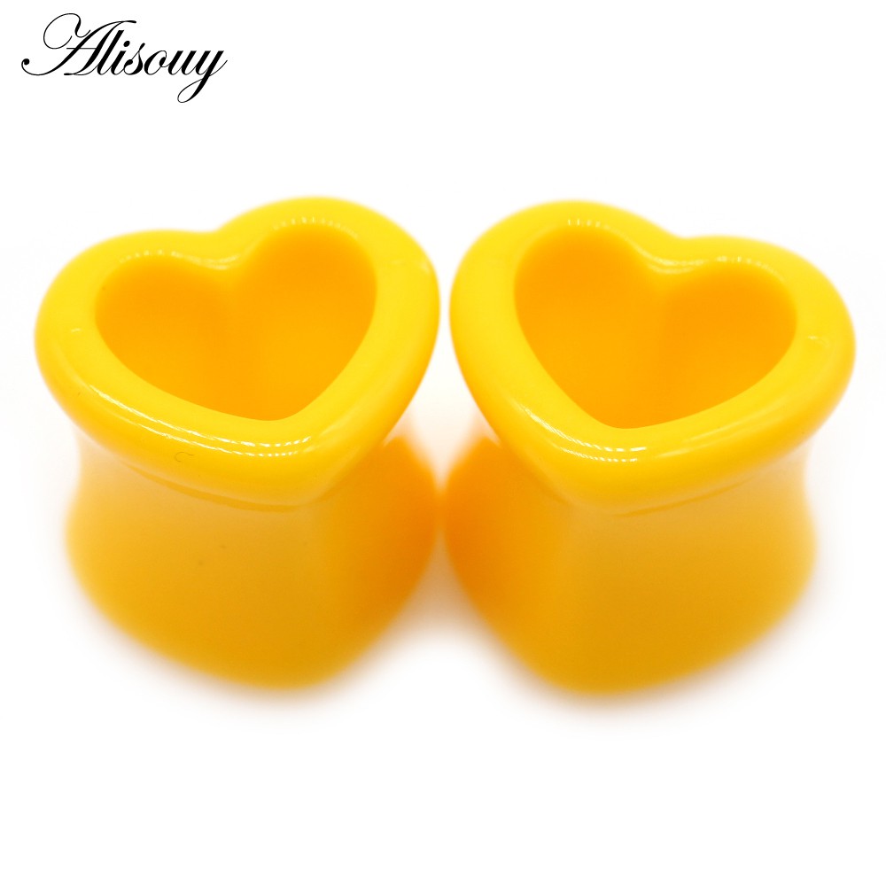 Alisouy 2 ชิ้น 4 มม.-25 มม. สีขาว สีดํา สีน้ําตาล หัวใจ อะคริลิค ปลั๊กอุโมงค์ ยืดเนื้อ เกจขยาย เจาะร่างกาย เครื่องประดับ ราคา ถูกที่สุด ดีลบีเคเค แกลเลอรีภาพที่ 4