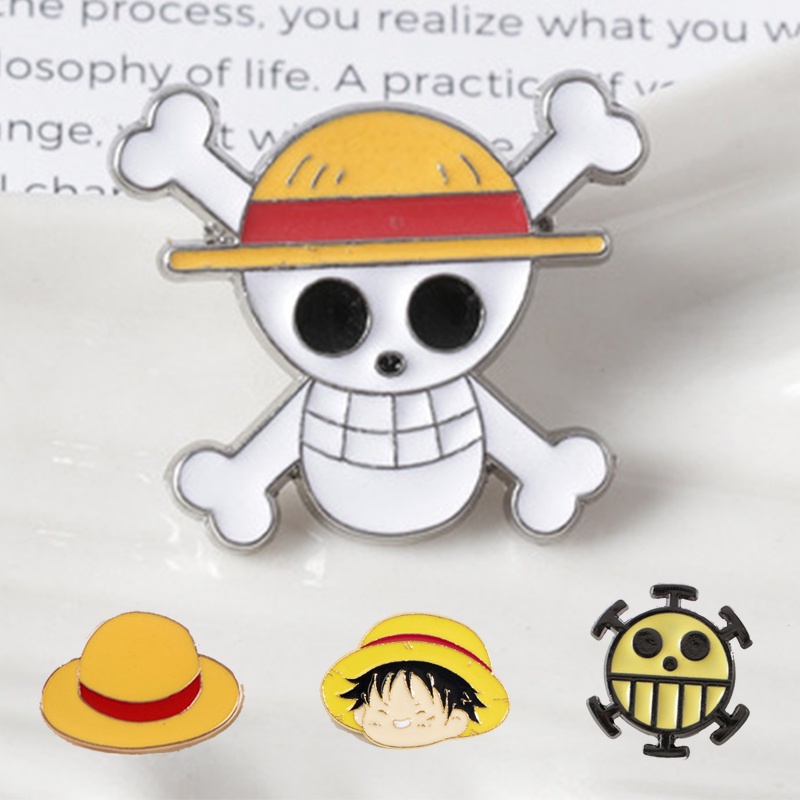 เข็มกลัดโลหะ รูปการ์ตูนอนิเมะ One Piece Luffy Zoro Sanji อุปกรณ์เสริมคอสเพลย์