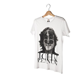 ราคาระเบิดINDEEZ : เสื้อยืดสีขาว พิมพ์ลาย John Lennon funny glesรหัสเต็มS-3XL