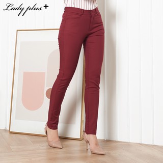 Lady Plus กางเกงขายาว | Long Pants 9746PL กางเกงทำงาน กางเกงทรงสลิม สีแดง