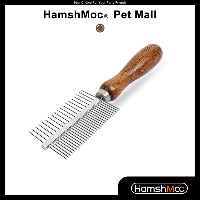 HamshMoc สัตว์เลี้ยงสุนัขหมัดหวีลบยุ่งเหยิงและนอต Undercoat Rake สําหรับสุนัขแมวกรูมมิ่งแปรงสองด้าน Pins หวีผมสัตว์เลี้ยง