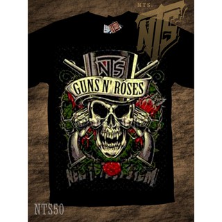 เสื้อยืดผ้าฝ้ายพรีเมี่ยม NTS 50 GNR Guns N Roses ROCK เสื้อยืด เสื้อวง เสื้อดำ สกรีนลาย ผ้าหนา NTS T SHIRT S M L XL XXL