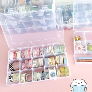 กล่องจัดระเบียบ เทปตกแต่ง⭐️แบ่งช่องเองได้ Grid Tape Storage Box ที่เก็บเทป กล่องเก็บเทป mimisplan