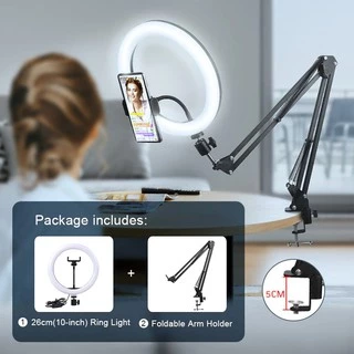 [พร้อมส่ง] ไฟไลฟ์สดตั้งโต๊ะ 12 นิ้ว ประหยัดพื้นที่ ไฟแต่งหน้า ไฟ live สด ไฟกลม เซลฟี่ อัดวิดีโอ แต่งหน้า ถ่ายรูปสินค้า