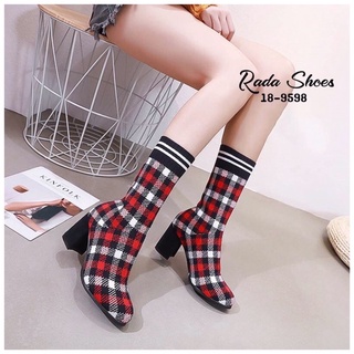 ##ทักแชทเช็คสินค้าก่อนกดสั่งซื้อทุกครั้ง##รองเท้าบูทผ้าลายสก็อตงานสวย 18-9598