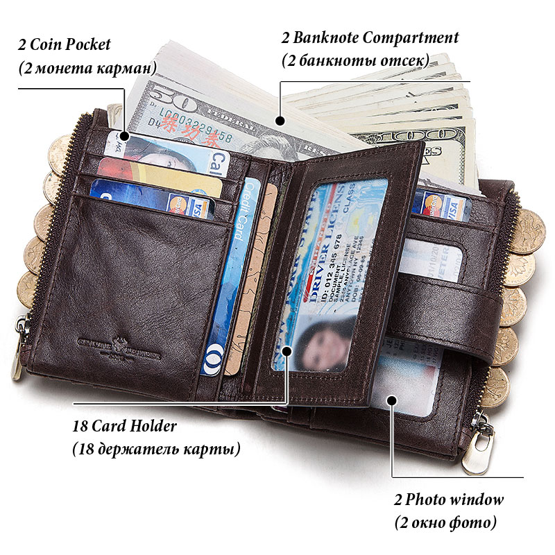 Rfid กระเป๋าสตางค์หนัง ใบสั้น พับได้ อเนกประสงค์ สไตล์วินเทจ สําหรับผู้ชาย【โปรโมชั่น ลดราคา】