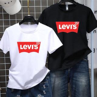 LEVIS-SHORTเสื้อยืดฮิตคอกลมแขนสั้นใส่ได้ทั้งหญิงและชายลายlevisการ์ตุน