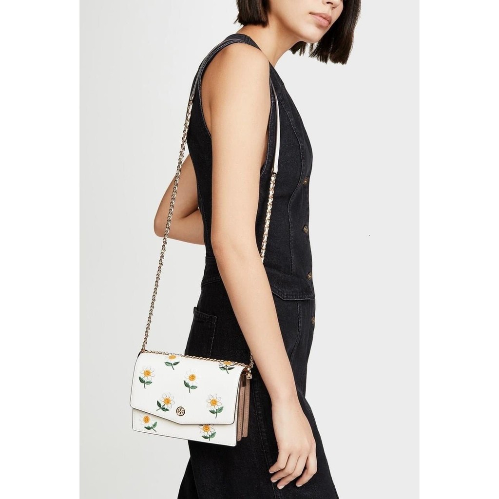 🎉🎉Tory Burch Mini Robinson Daisy Leather Shoulder Bag