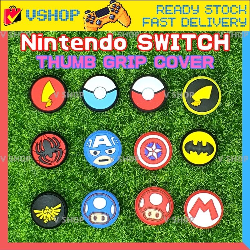 [1 ชุด 2 ชิ้น] Nintendo Switch V1/V2/OLED Silicone Thumb Grip Super Mario Super Hero Comic