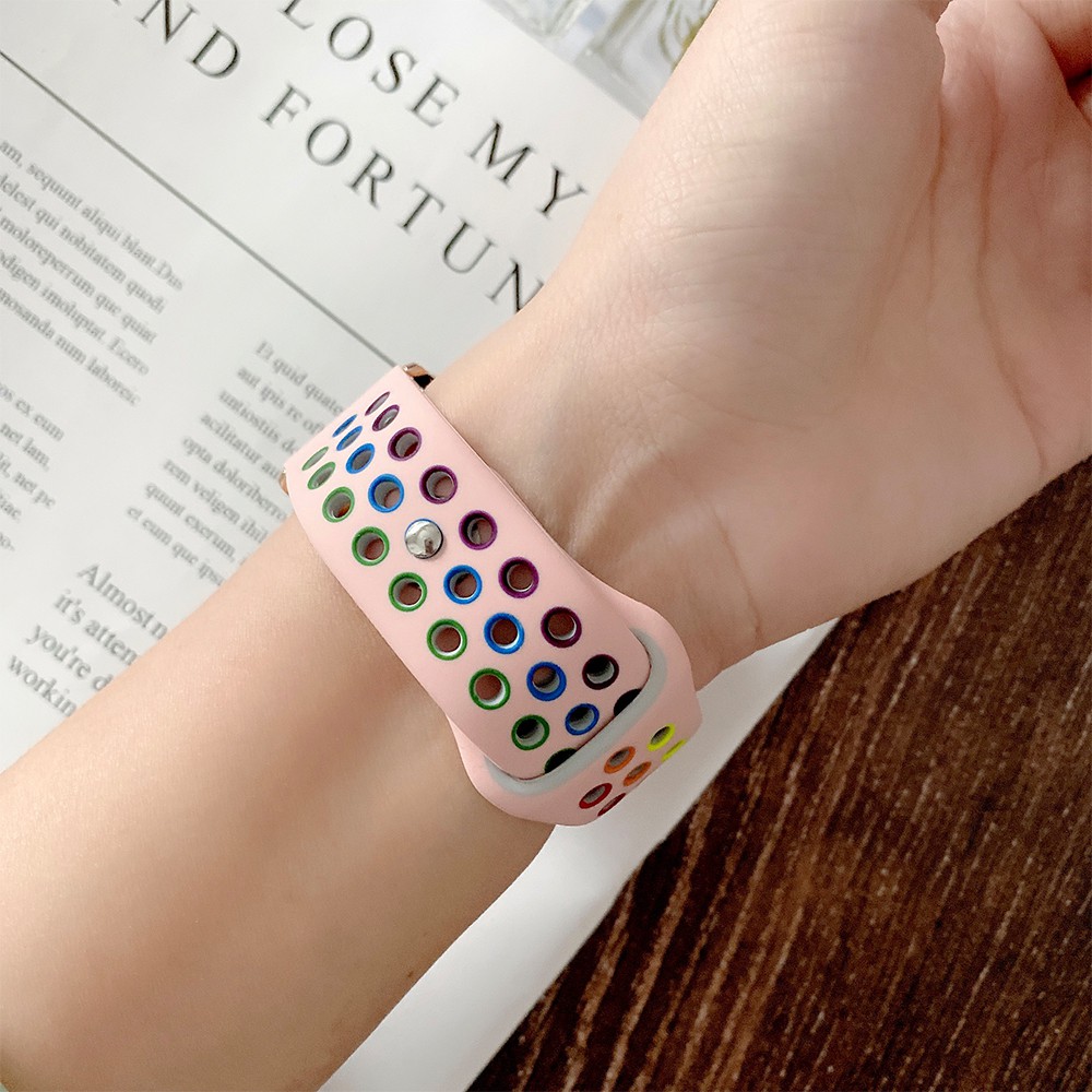 ใหม่ สายรัดซิลิโคนอ่อนนุ่มสำหรับ Huami Amazfit GTS/GTS 4 3 2 2e 2Mini/GTS 4 Mini รุ้ง 20mm - รูปที่ 6