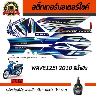 สติ๊กเกอร์ติดรถ สติ๊กเกอร์มอไซค์ สติ๊กเกอร์แต่งรถ Honda Wave 125i 2010 สีน้ำเงิน ฟรี!!น้ำยาเคลือบเงา