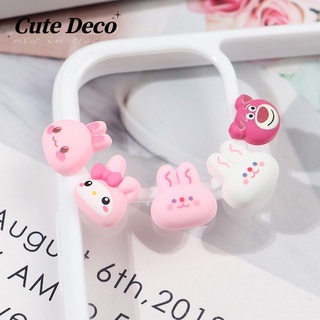 CROCS 【CuteDeco】กระดุมเรซิ่น รูปกระต่ายน่ารัก ขนาดเล็ก สีชมพู 5 แบบ สําหรับรองเท้า DIY