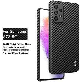 Imak เคสโทรศัพท์หนัง PU แข็ง คาร์บอนไฟเบอร์ กันกระแทก สําหรับ Samsung Galaxy A73 5G