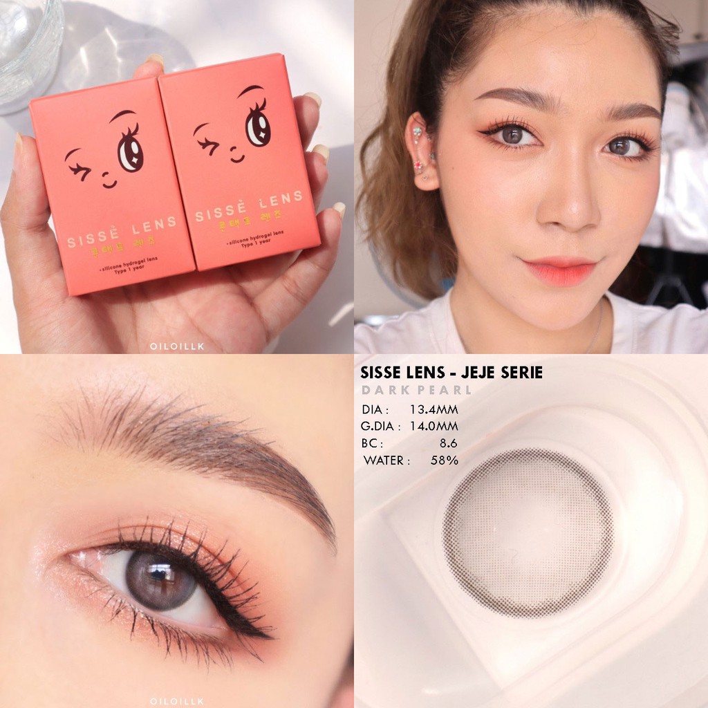 (ล้างสต๊อก) SISSE LENS ผสมผงมุก JEJE SERIES สี Dark Pearl (สีเทา) คอนแทคเลนส์เกาหลีรายปี SISSÈ LEN