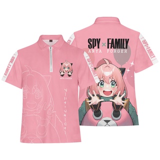 เสื้อโปโลแขนสั้นลําลอง แต่งซิป พิมพ์ลายการ์ตูนอนิเมะ SPY x FAMILY สําหรับผู้ชาย