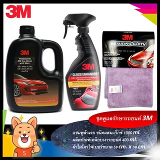 3M ชุดดูแลรักษารถยนต์ Set 18 แชมพูล้างรถ ผสมแวกซ์ ขนาด 1000 Ml.+  เคลือบเงารถยนต์ PN39034LT+ ผ้าไมโครไฟเบอร์ PN39017L/S