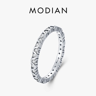 Modian แหวนเงินแท้ 100% 925 รูปคลื่น สไตล์วินเทจ วางซ้อนกันได้ เครื่องประดับ สําหรับผู้หญิง งานแต่งงาน