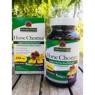 ฮอร์สเชสนัทสกัด Horse Chestnut, Vein Strength 250mg 90 Vegetarian Capsules (Natures Answer) ลดปัญหาเส้นเลือดขอด