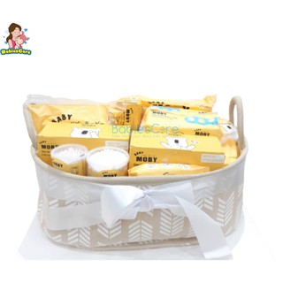 BabiesCare Baby Moby Gift Bag เซทกระเป๋า ของขวัญสำหรับคุณแม่มือใหม่ ชุดของขวัญ เซ็ตตระกร้าผ้าสำลี สำหรับเด็กแรกเกิด
