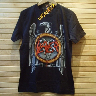 HH เสื้อวง เสื้อวงดนตรี วงร็อค SLAYER Eagle Logo Heavy Metal Rock Band T-shirt คอกลม